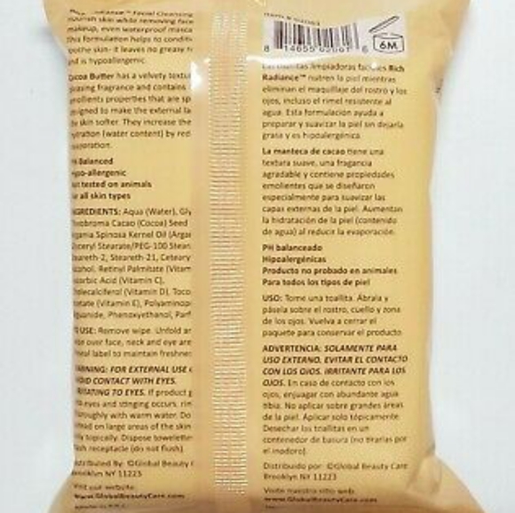 RICH RADIANCE 3pk Cocoa Butter Cleasing Wipes - Picture 6 of 6